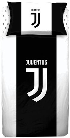 Fodbold Sengetøj 140x200 cm - Juventus sengesæt - 2 i 1 design - 100% bomuld